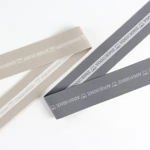 Yeni stil naylon/Polyester elastik kemer jakarlı ayarlanabilir baskılı Logo kemer elastik tedarikçisi iç çamaşırı