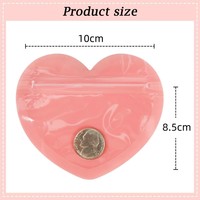 Sacs cadeaux miniatures en PVC transparents avec fermeture éclair, en forme de cœur, pour bijoux, coloris rouge, rose, bleu, vert, violet, découpés en Mylar