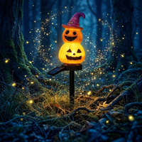 Lampu Taman Tenaga Surya Tahan Air 3W Lampu Tancap Tanah Bentuk Labu untuk Dekorasi Halaman, Rumput, dan Kebun di Halloween serta untuk Pembeli Grosir