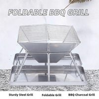 Barbecue pliant portable en acier inoxydable 430, gril à charbon de bois avec grande grille pour camping, pique-nique, jardin et fêtes en extérieur