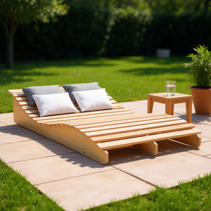 Tumbona de Madera Maciza Douglas, Tumbona Grande para Patio Exterior, Diseño Moderno Minimalista, Patas Cónicas, Inclinación Manual - Product Image 2