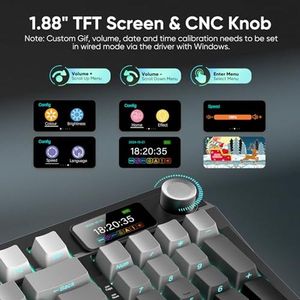 Clavier mécanique sans fil OEM ODM avec écran TFT et bouton rotatif, connexion tri-mode, clavier personnalisé à joint, hotswap, rétroéclairage RGB, pré-assemblé - Product Image 3