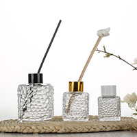 Bouteille diffuseur d'aromathérapie en verre cristal transparent de luxe, forme cube, 500 ml et 100 ml, sans flamme, avec bouchon en liège