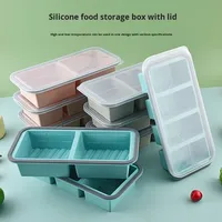Boîte de conservation alimentaire en silicone à compartiments avec moule hermétique, design portable, capacité 301-500ML, double couche