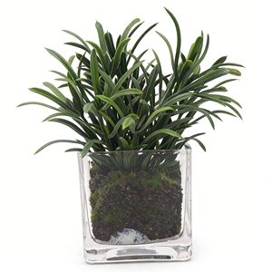 Plante artificielle de gladiolus de haute qualité en pot en <span class=keywords><strong>verre</strong></span> avec faux sol, petite plante artificielle pour la maison et le bureau - Product Image 3