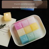 Bougie parfumée artisanale en cire de soja en forme de cube coloré, parfum lavande Bluebell, ornement d'aromathérapie pour anniversaire/fêtes