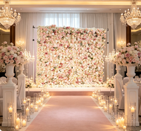 Mur de fleurs artificielles en tissu portable, rose multicolore, pour décoration de mariage, événement ou photomaton