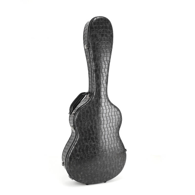 Rm Luxury Acoustic Guitar Case Fiberglass Hard Shell Crocodile Leather Exterior Crush Velvet Lining Leather Handle 4-Piece Gun