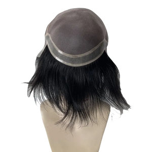 Sistemas duraderos de prótesis de cabello indio para <span class=keywords><strong>hombre</strong></span>, pelucas de cabello <span class=keywords><strong>permanente</strong></span> con mono gorra de cabeza entera para hombres - Product Image 4