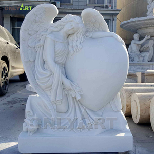 Conception d'usine Onlyart et statue d'ange priant agenouillé <span class=keywords><strong>en</strong></span> marbre naturel sculpté à la main grandeur nature <span class=keywords><strong>en</strong></span> plein air sur mesure de <span class=keywords><strong>pierre</strong></span> <span class=keywords><strong>tombale</strong></span> - Product Image 5