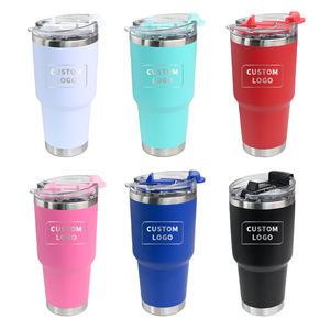 Gobelet réutilisable avec logo personnalisé, 30 oz, en acier inoxydable à double paroi, isolé sous vide, avec couvercle, pour café et voyages - Product Image 1