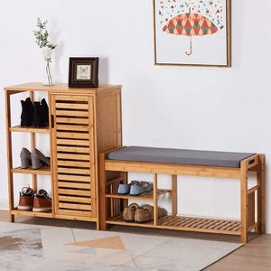 Gabinete <span class=keywords><strong>de</strong></span> piso independiente <span class=keywords><strong>de</strong></span> bambú <span class=keywords><strong>para</strong></span> cocina, sala <span class=keywords><strong>de</strong></span> estar y <span class=keywords><strong>baño</strong></span> con puertas, 3 estantes laterales <span class=keywords><strong>para</strong></span> almacenamiento <span class=keywords><strong>de</strong></span> bebidas y especias - Product Image 2