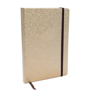 Sampul kertas emas buku catatan A5 dengan pita elastis kertas dinding emas buku catatan perencana jurnal