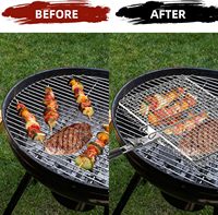 Panier de cuisson pliable SEB avec brosse de nettoyage pour barbecue, en acier inoxydable, pour poulet, viande, steak, côtelettes