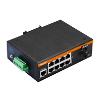 Commutateur Ethernet industriel géré Tincam Layer 2, 2 ports SFP Gigabit + 8 ports Fast Ethernet, console, VLAN, SNMP, STP, ERPS, PTP, rail DIN