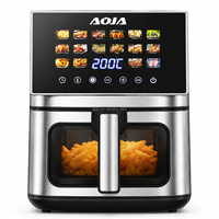 Friteuse à air numérique 8L 2000W à quatre fonctions de cuisson, fenêtre de visualisation, 16 programmes prédéfinis, corps en acier inoxydable, sans huile, appareil de cuisine