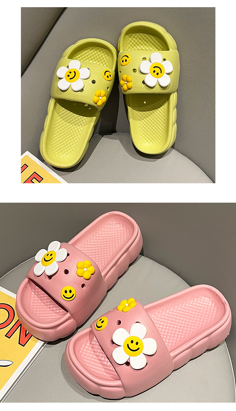 Girls Floral Slippers Thick Soles Non-slip Fashion Flat Sandals Outdoor EVA Slipper Women