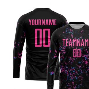 Black <b>Long</b> Sleeve Soccer Jersey Football Performance Shirt Breathable Quick Dry Athletic <b>Match</b> Training Uniform for Men Teams - Product Image 3