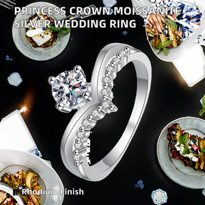 Dainty Hot Sale <b>925</b> Sterling <b>Silver</b> Wedding <b>Ring</b> Princess Crown 0.5ct Vvs1 Moissanite Diamond Trendy Bridal <b>Ring</b> - Product Image 2