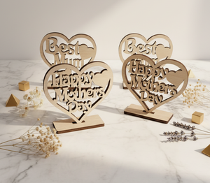 Manualidades Creativas de Madera Contrachapada Hechas a Mano, Decoración Navideña para el Hogar, Diseño de Corazón Hueco, Letras Cortadas con Láser, Regalos de Madera - Product Image 3