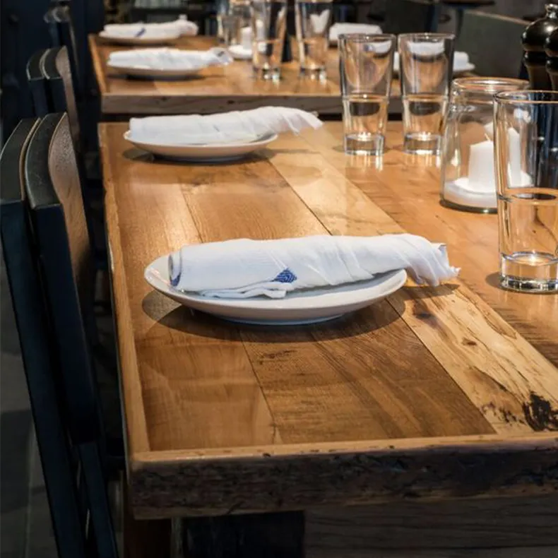 Uso commerciale tavolo quadrato ristorante tavolo in legno massello tavolo da pranzo in legno piani disegni