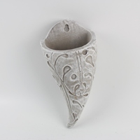 Décoration suspendue populaire : petit pot de fleurs suspendu en béton en forme de feuille pour plantes vertes de jardin