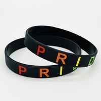 En Stock Offre Spéciale Prêt à Expédier Promotion de Jolis Cadeaux Bracelets en Silicone Imprimés Thème Arc-en-Ciel Célébration Parade Bracelet