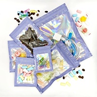 Sacs d'emballage colorés en plastique refermables pour biscuits, boucles d'oreilles, lunettes, bagues, montres, holographiques