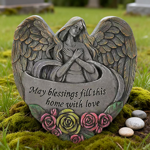 Памятные сувениры из смолы в форме сердца с ангельской тематикой, ручной росписью и напечатанным текстом, для садов, зон отдыха для животных, мемориальных стендов, с сентиментальным содержанием - Product Image 4