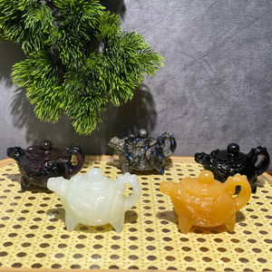 Venta al por Mayor de Teteras de Cristal Natural Talladas a Mano con Forma de Boca de Dragón, Tallado de Cristal de Cuarzo para Juegos de Té - Product Image 1