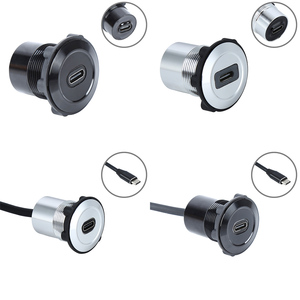 Panel Mount <strong>USB</strong> <strong>C</strong> Circular <strong>Connector</strong> Adapter Metal Shell Waterproof IP65 CtoC ,female to Female - Product Image 1
