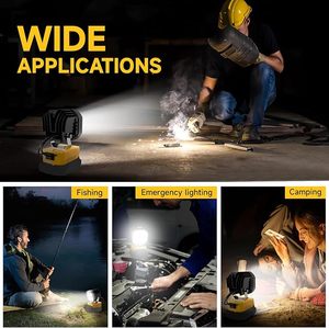 Deux packs d'adaptateurs pour roues électriques avec éclairage de travail LED compatibles avec la batterie <span class=keywords><strong>Dewalt</strong></span> 20V <span class=keywords><strong>Lampe</strong></span> de travail 40W 6000LM <span class=keywords><strong>Lampe</strong></span> de travail sans fil - Product Image 6