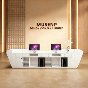 Bancone <span class=keywords><strong>Reception</strong></span> Moderno e di Tendenza per Salone e <span class=keywords><strong>Ufficio</strong></span> - Elegante Tavolo Frontale dal Design Contemporaneo per Lobby Aziendale - Product Image 1