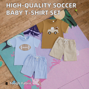 Boutique di alta qualità due pezzi ricamo <span class=keywords><strong>calcio</strong></span> <span class=keywords><strong>bambino</strong></span> t-shirt Set di tessuto di cotone Logo modello di <span class=keywords><strong>bambino</strong></span> <span class=keywords><strong>bambino</strong></span> autunno stagione abiti - Product Image 2
