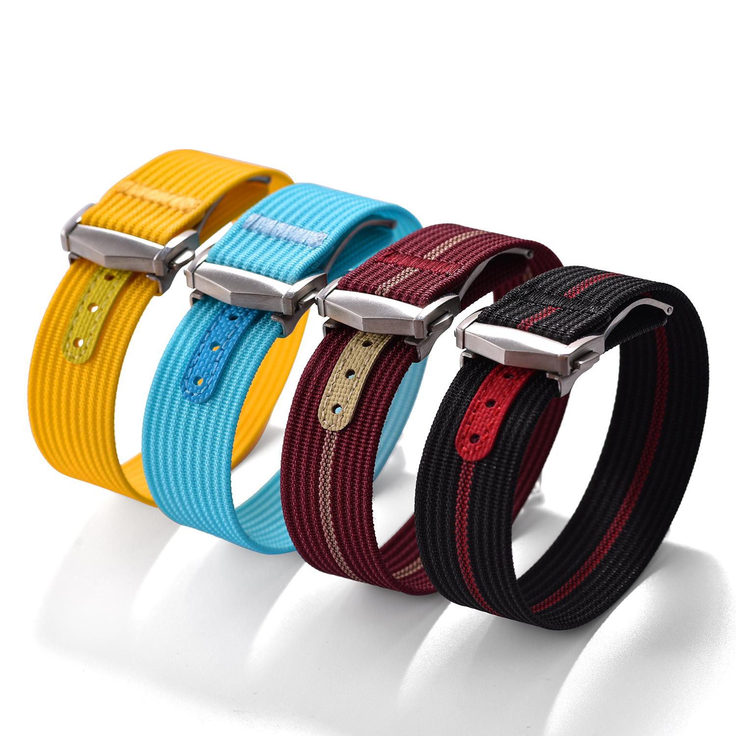 MZDTIMK Professional Adjustable Custom Single Pass Hybrid Nylon + FKM Watch Bands 18mm 20mm Durable Ribbed Nylon Strap