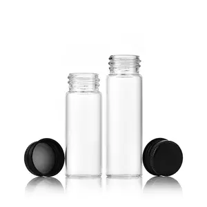 Candy Vanilla Pill Food Bottle Transparent Glass Test Tube Vials Jars Bottles With Black Aluminum Caps