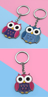 Nouveau porte-clés en alliage en forme de hibou de dessin animé avec impression UV et finition à la colle chaude - Porte-clés cadeau créatif