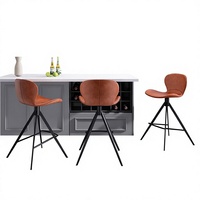 Tabouret de bar à dossier haut pivotant fixe pour usage domestique, style moderne minimaliste, tendance, chaise de table d'îlot, modèle design HD-7229D, mobilier de bar