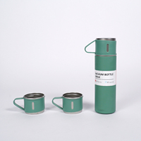 Ensemble de flacons à vide en acier inoxydable avec tasses Gourde d'eau Bouteille de voyage isolée à double paroi