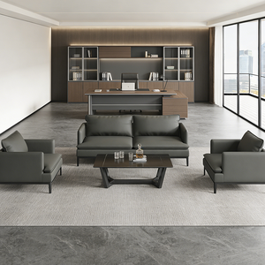 طقم أريكة مكتبية من الجلد بتصميم عصري بسيط، أريكة للمنزل والمكتب والمدرسة، أريكة للفنادق والشقق التجارية - Product Image 2