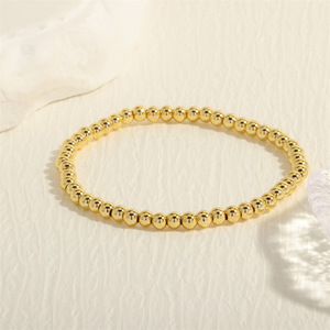 4mm 6mm 8mm 18K Gold Plated Stainless Steel Stackable Stretch Bead <strong>Ball</strong> <strong>Bracelet</strong> Gold Beaded <strong>Bracelets</strong> for Women Hypoallergenic - Product Image 5