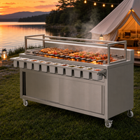 Gril de rôtisserie automatique de gril de BBQ de charbon de bois brésilien commercial