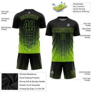 Conjunto de Uniforme de Fútbol de Manga Corta con Líneas de Neón, Ropa Deportiva Transpirable de Alto Rendimiento, Kit de Entrenamiento para Partidos - Product Image 5