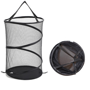 Bathroom Storage Organizer Mesh Popup Laundry Basket Collapsible Mesh Laundry <b>Hamper</b> with Lid Handles for Laundry Room - Product Image 1