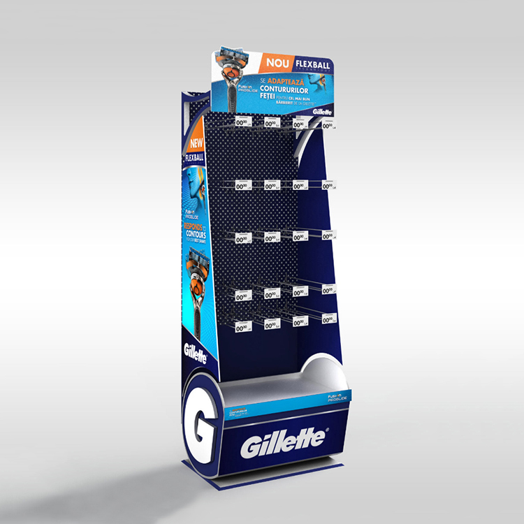 Customized Demountable Metal Pegboard Display Stands Supermarket Display Rack With Hooks for Shavers — view 2