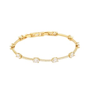 Fashion Bangle <b>Copper</b> Alloy Gold And White Zircon <b>Bracelet</b> Geometric Plant Design Anniversary Jewelry - Product Image 3