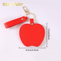 Miroir de poche tendance en forme de pomme avec logo personnalisé, porte-clés en cuir PU, miroir de maquillage compact pour femmes et filles, cadeau promotionnel
