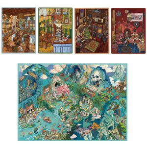 1 paquet d'autocollants de paysages de la série Peinture à l'huile : Scènes miniatures - Art de collage non encollé à la main - Product Image 1
