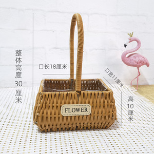 Wholesale Hand-woven Flower <b>Basket</b> Household Goods Fresh Natural Garden Rattan <b>Storage</b> Decoration - Product Image 3