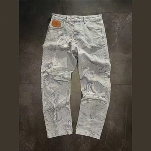 <span class=keywords><strong>Jeans</strong></span> Larghi Vintage da Uomo, Gamba Dritta, Nero e Bianco, Lavaggio Acido, Stampa Oversize con Motivo Angelo, Denim Hip Hop Invernale - Product Image 3